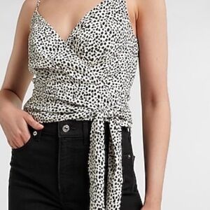 EUC Express Faux Wrap Spotted Tank | Size M | Black & White